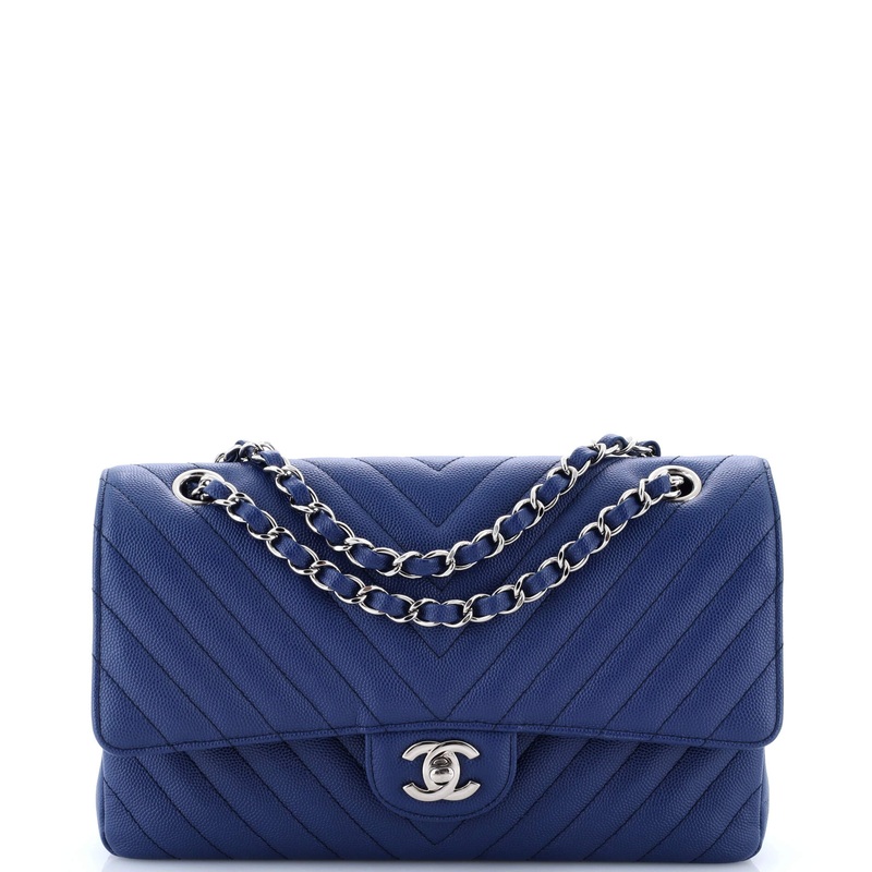 Classic Double Flap Bag Chevron Caviar Medium
