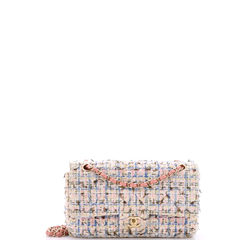 Classic Double Flap Bag Quilted Tweed and Ribbon Medium