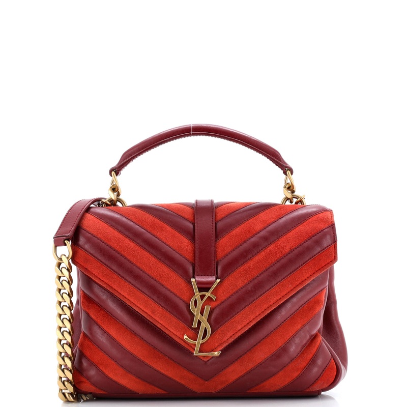 Classic Monogram College Bag Matelasse Chevron Leather and Suede Medium