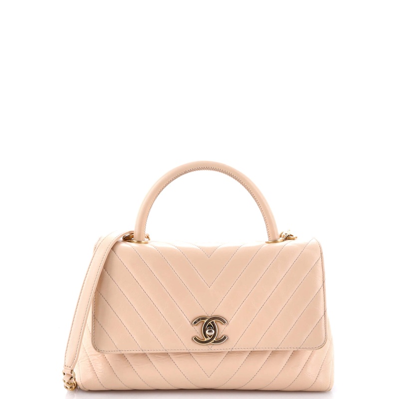 Coco Top Handle Bag Chevron Calfskin Small
