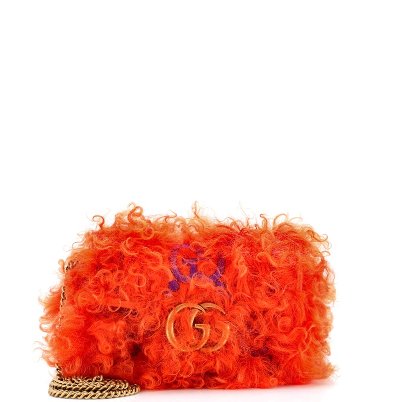 GG Marmont Flap Bag GG Embroidered Shearling Super Mini