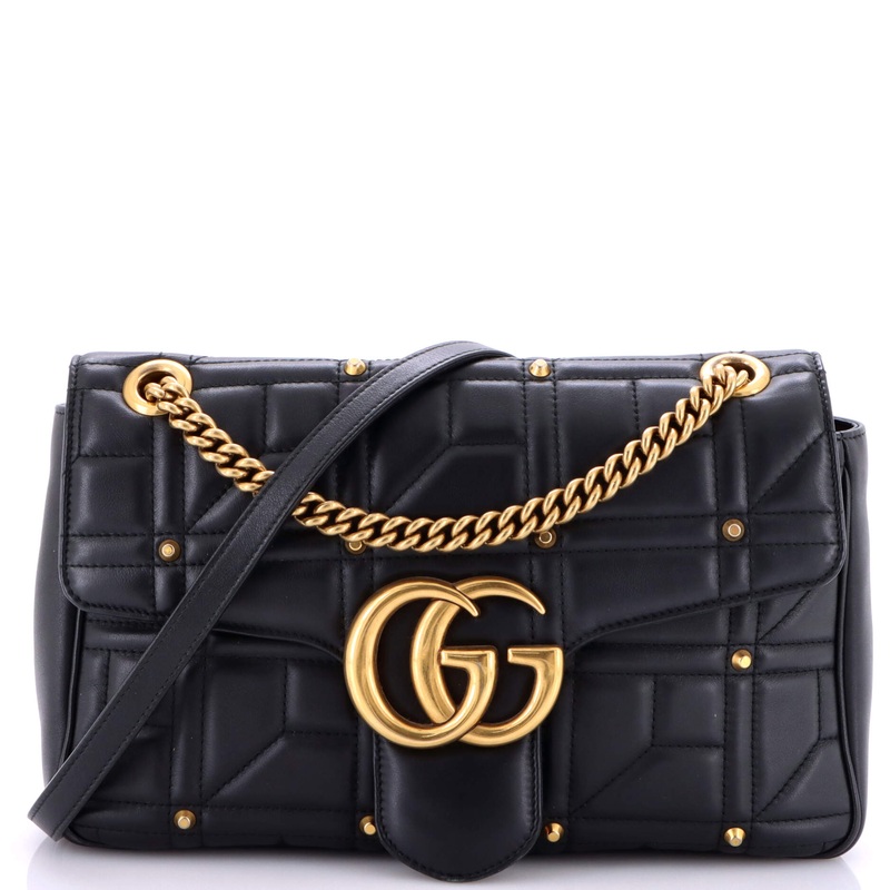 GG Marmont Flap Bag Studded Matelasse Leather Medium