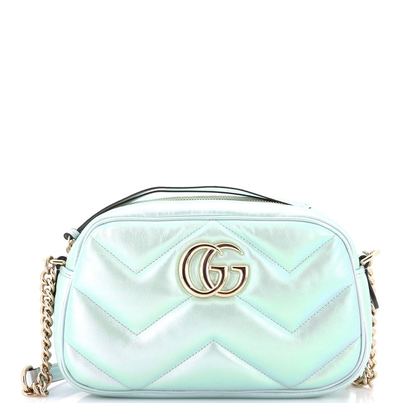 GG Marmont Shoulder Bag Chevron Iridescent Leather Small