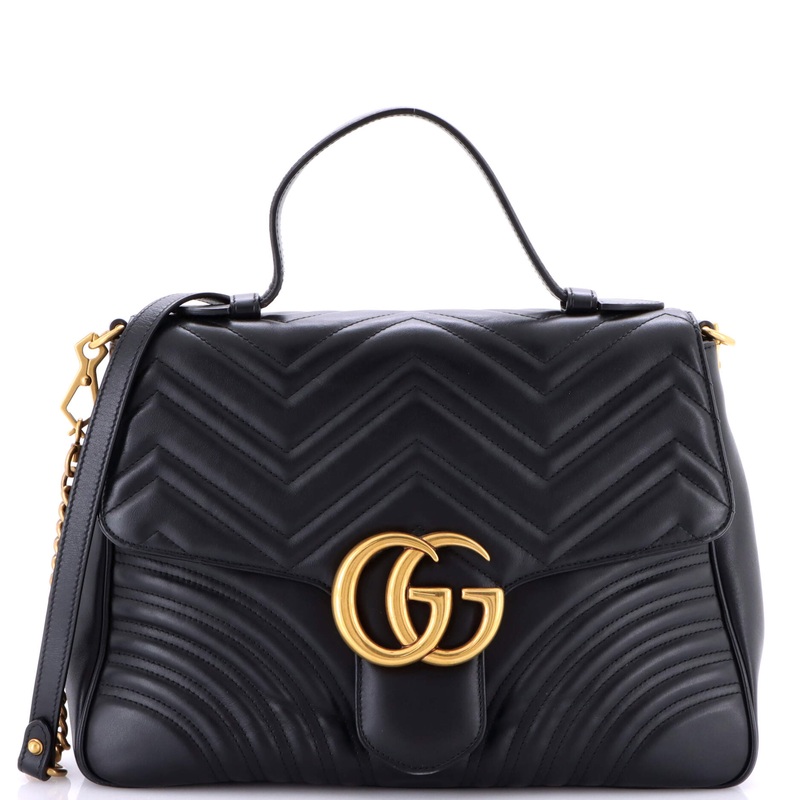 GG Marmont Top Handle Flap Bag Matelasse Leather Medium