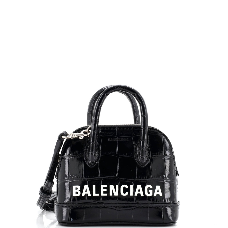 Logo Ville Bag Crocodile Embossed Leather Mini