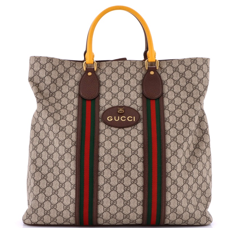 Neo Vintage Web Soft Tote GG Coated Canvas Tall