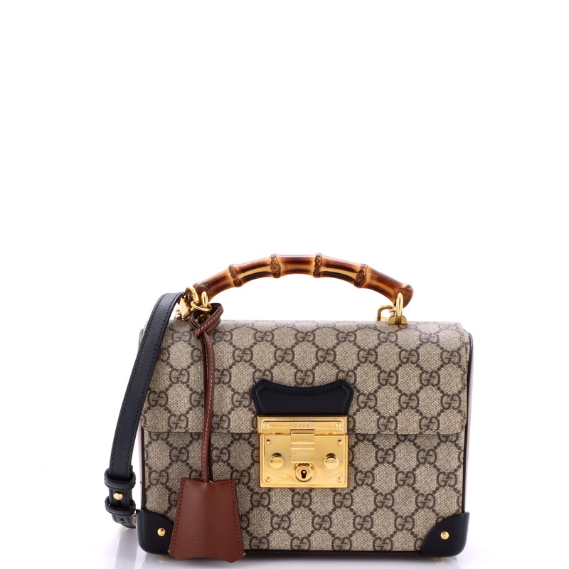 Padlock Bamboo Shoulder Bag GG Coated Canvas Small