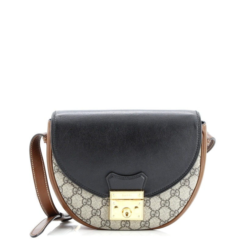 Padlock Saddle Shoulder Bag GG Coated Canvas and Leather Small