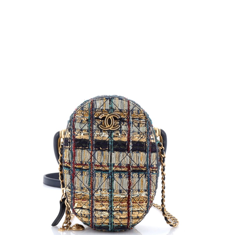 Paris-New York Oval Camera Case Quilted Tweed Small
