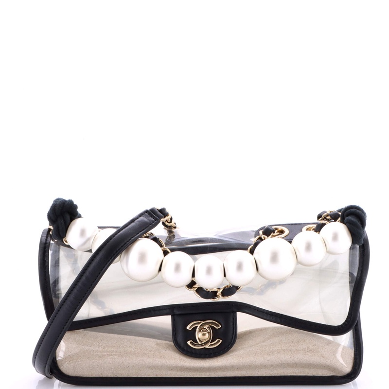 Sand By The Sea Pearl Flap Bag PVC with Lambskin Medium