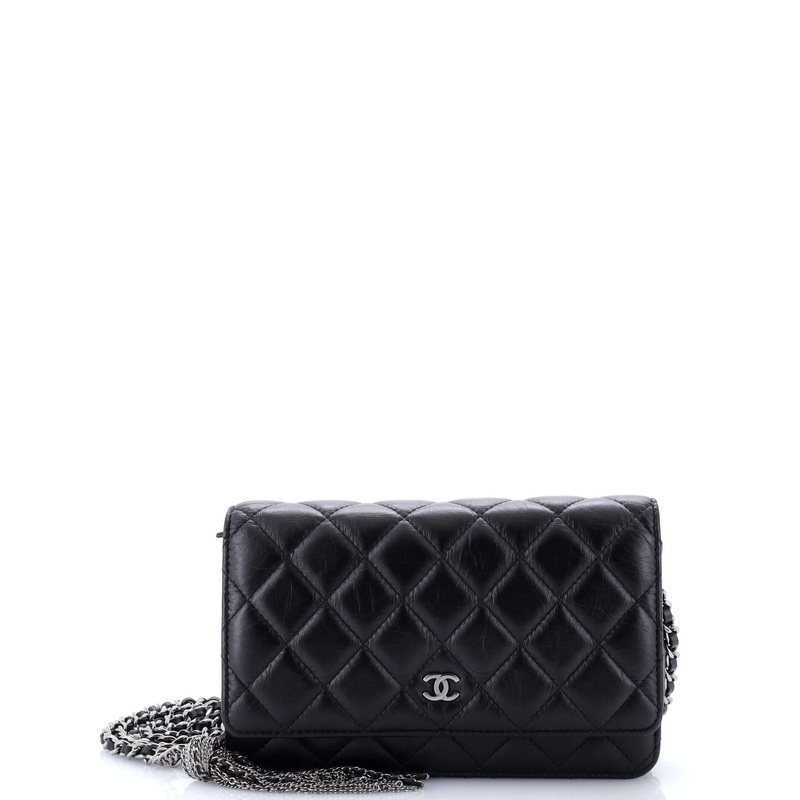 Tassel Wallet on Chain Quilted Aged Calfskin