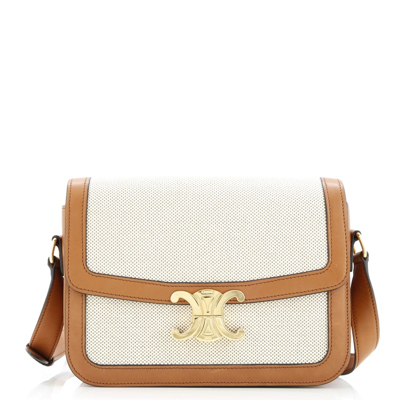 Triomphe Shoulder Bag Canvas with Leather Medium