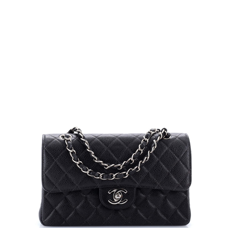 Vintage Classic Double Flap Bag Quilted Caviar Small