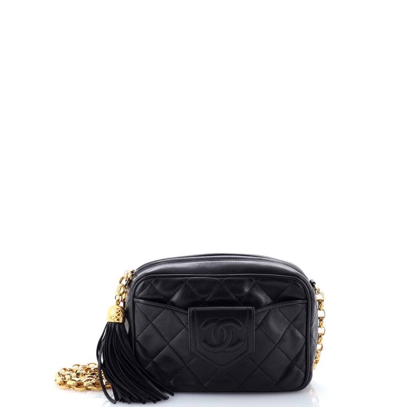 Vintage Front Pocket Camera Bag Quilted Leather Mini