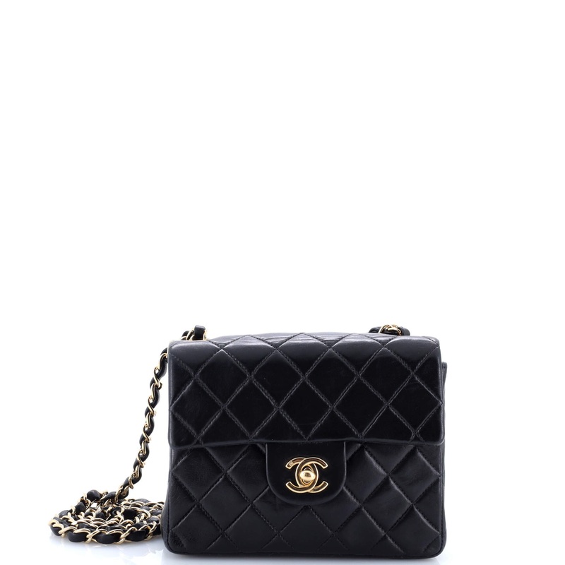 Vintage Square Classic Single Flap Bag Quilted Lambskin Mini