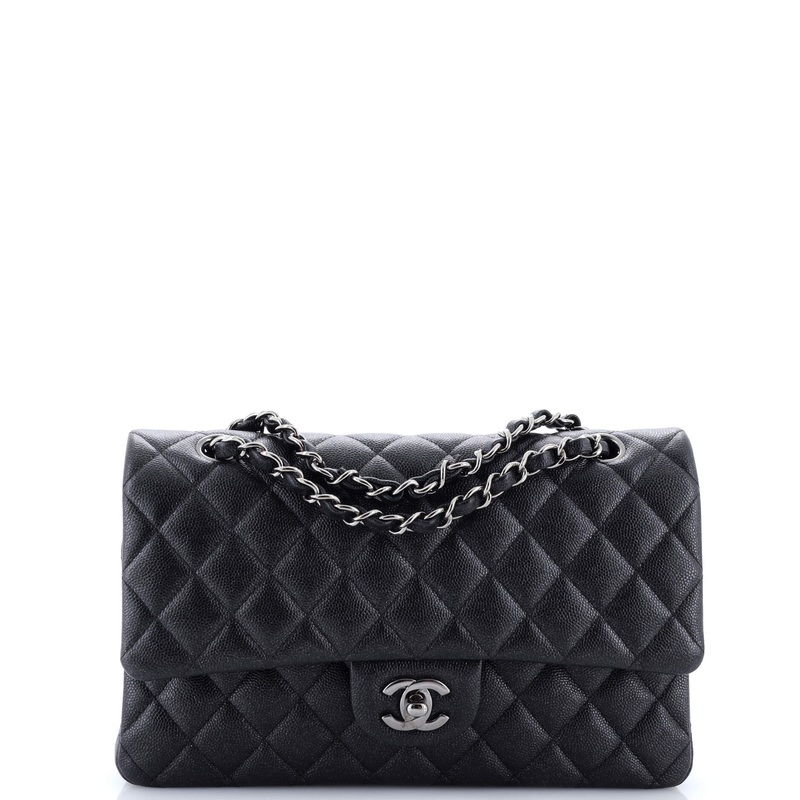 Classic Double Flap Bag Quilted Iridescent Caviar Medium