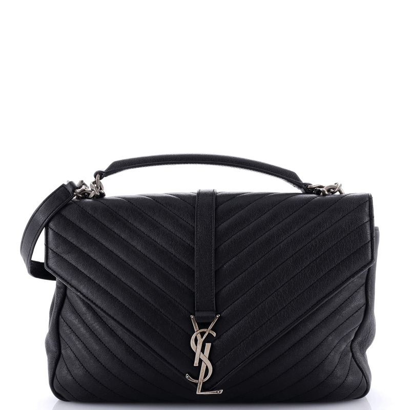 Classic Monogram College Bag Matelasse Chevron Leather Large