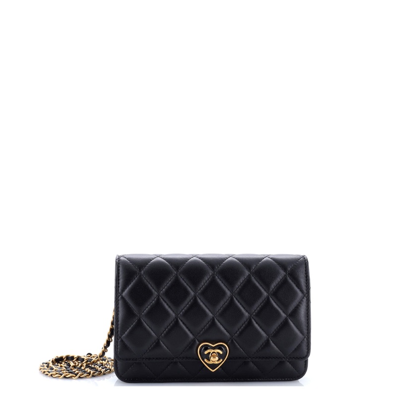 Coco Love CC Heart Wallet on Chain Quilted Lambskin