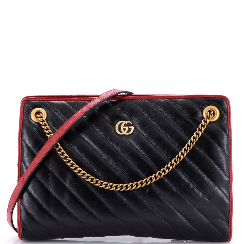 GG Marmont Accordion Shoulder Bag Diagonal Quilted Leather Medium