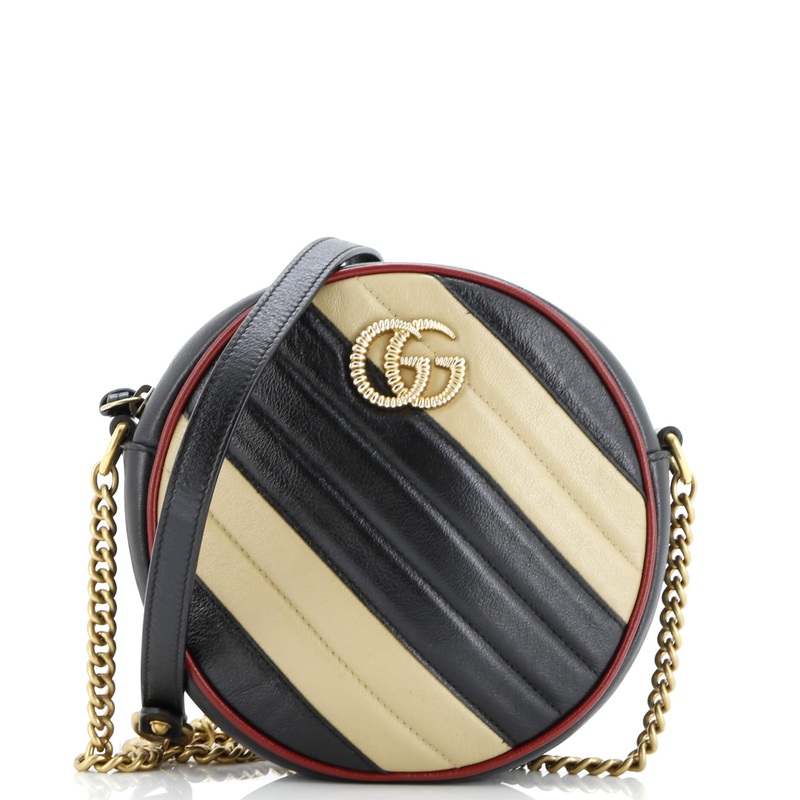 GG Marmont Round Shoulder Bag Diagonal Quilted Leather Mini