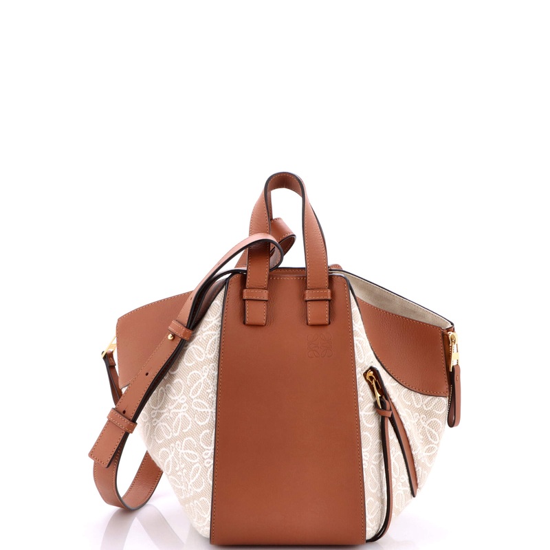 Hammock Bag Leather and Anagram Canvas Small
