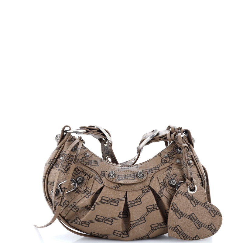 Le Cagole Giant Studs Shoulder Bag BB Monogram Coated Canvas XS