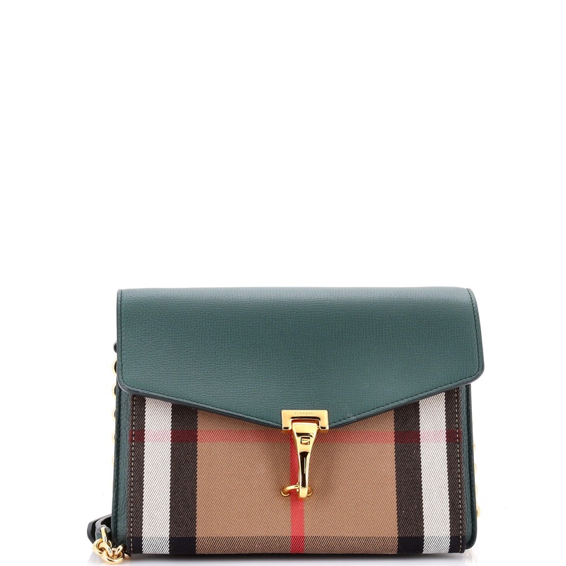 Macken Crossbody Bag Leather and House Check Canvas Small