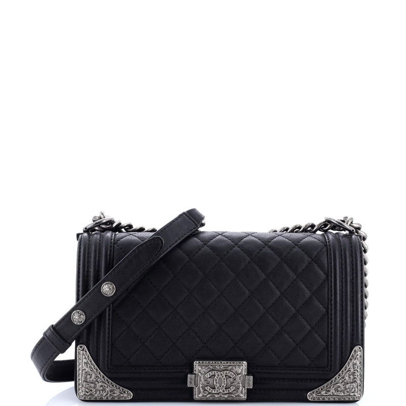 Paris-Dallas Boy Flap Bag Quilted Calfskin with Metal Adornments Old Medium