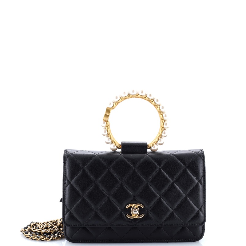 Pearl Crown Wallet on Chain Quilted Lambskin
