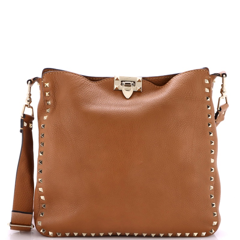 Rockstud Flip Lock Messenger Bag Leather Medium