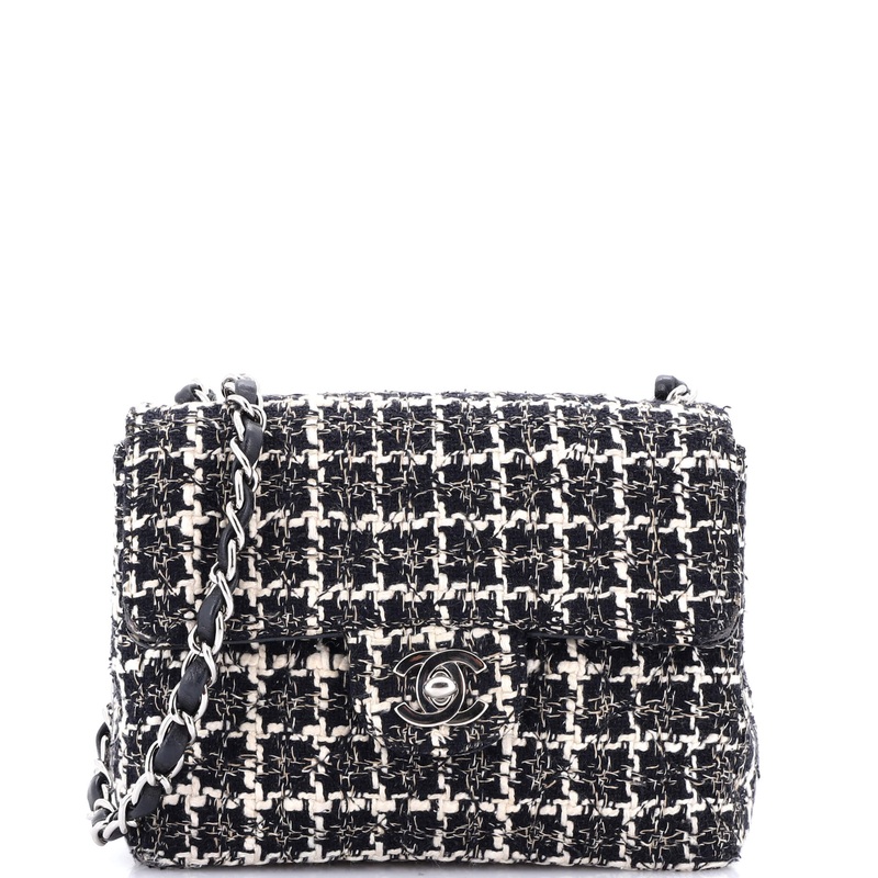 Square Classic Single Flap Bag Quilted Tweed Mini