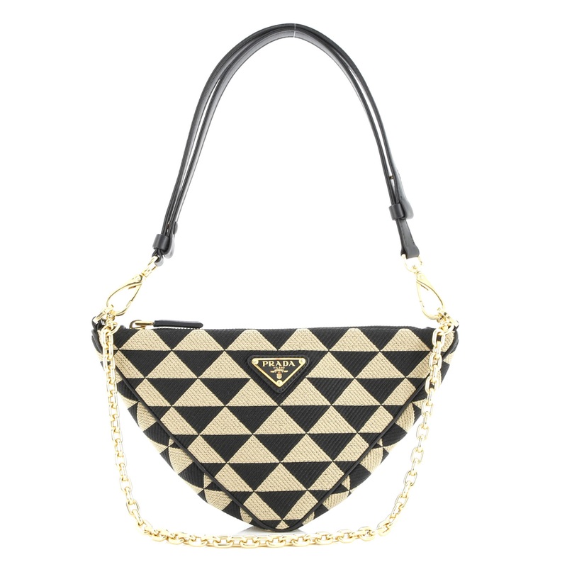 Symbole Triangle Bag Leather and Jacquard Mini