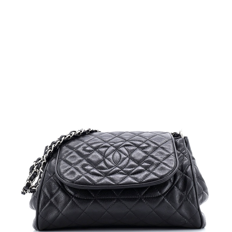 Timeless Accordion Flap Bag Quilted Caviar