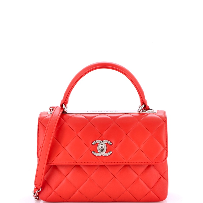 Trendy CC Top Handle Bag Quilted Lambskin Small
