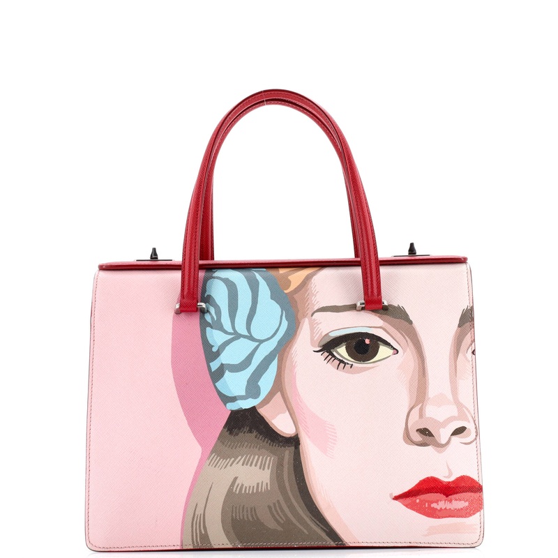 Turn Lock Tote Printed Saffiano Medium