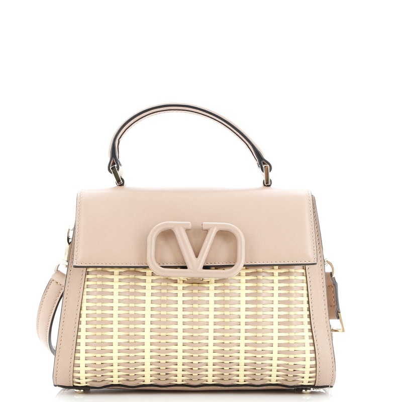 VSling Top Handle Bag Wicker with Leather Small