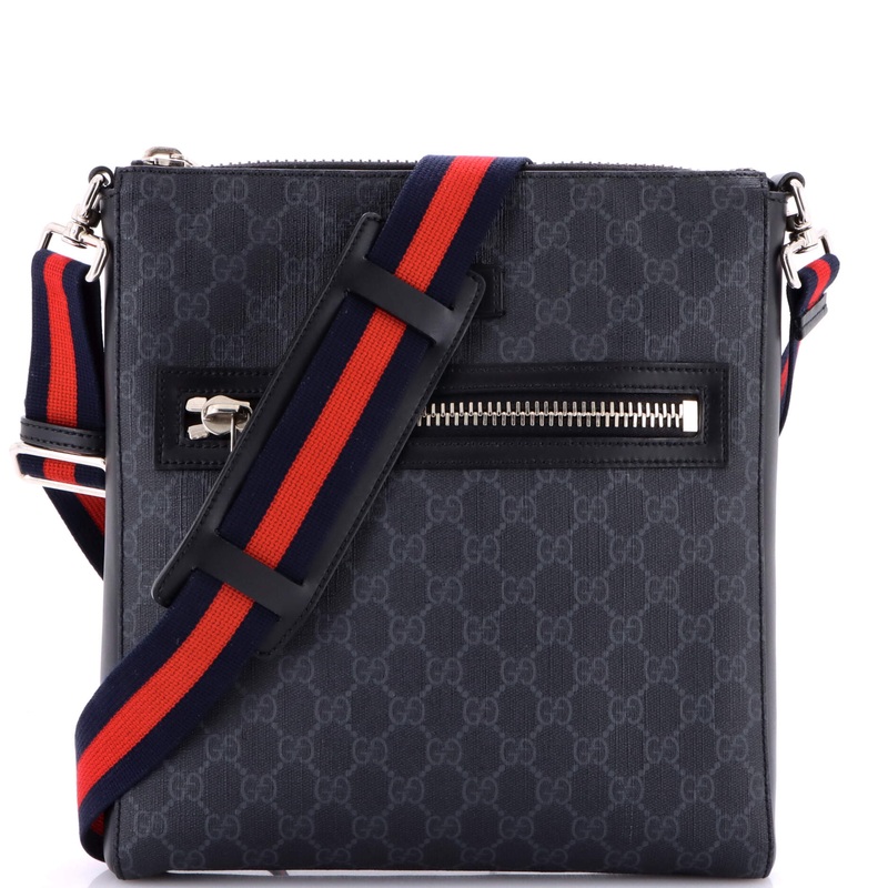 Web Strap Front Zip Messenger Bag GG Coated Canvas Medium