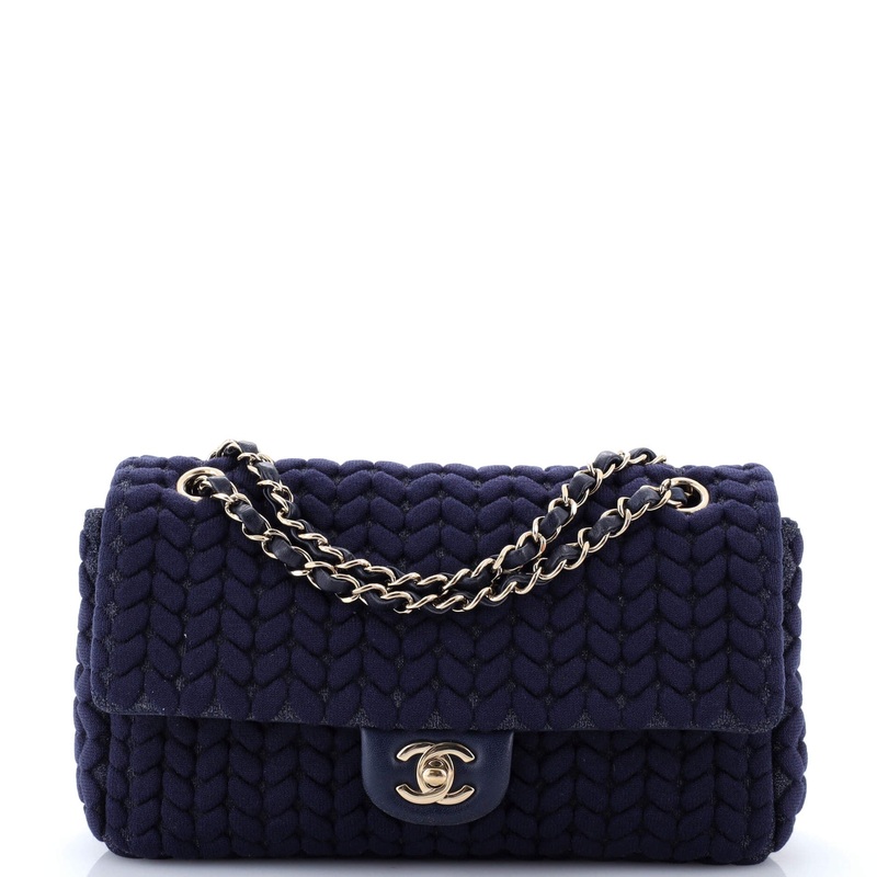 CC Chain Flap Bag Chevron Knit Jersey Medium