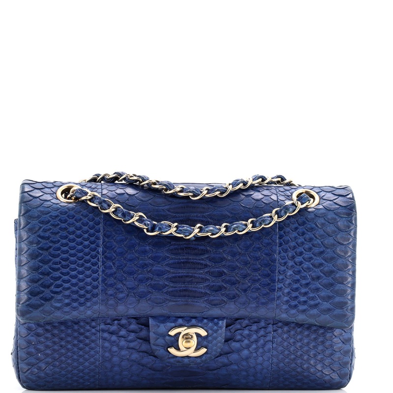 Classic Double Flap Bag Python Medium