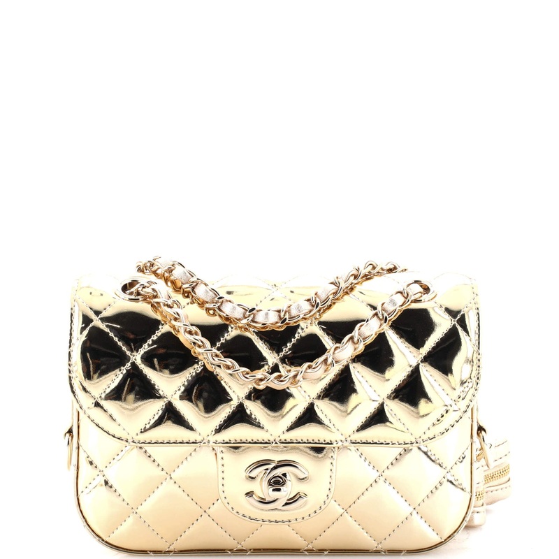Classic Single Flap Bag with Star Coin Purse Quilted Metallic Leather Mini