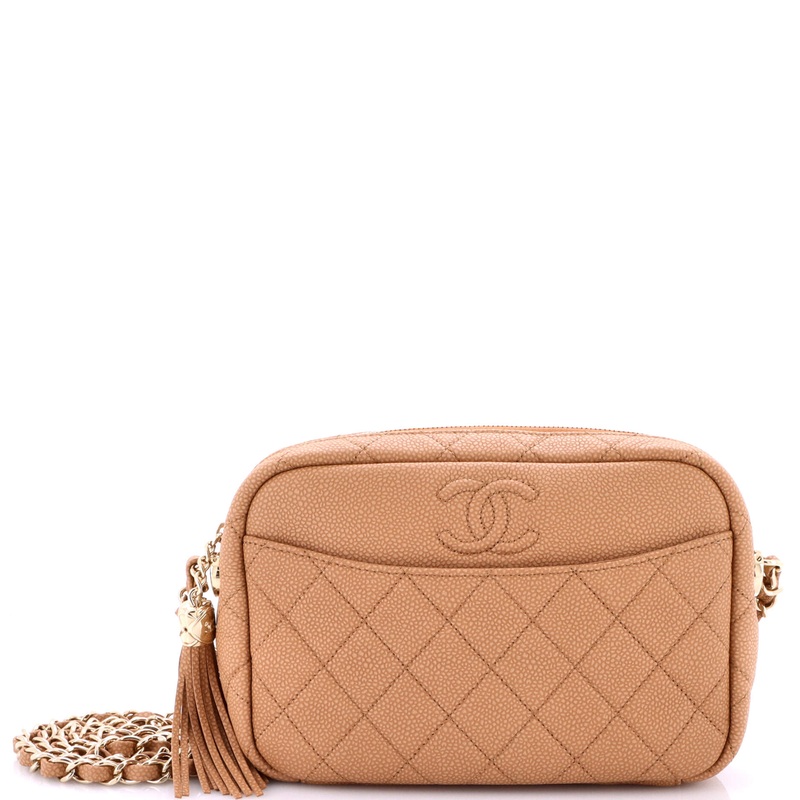 Coco Tassel Camera Case Quilted Caviar Medium