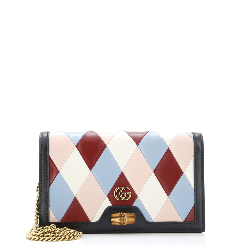 Diana Bamboo Chain Flap Bag Patchwork Leather Mini