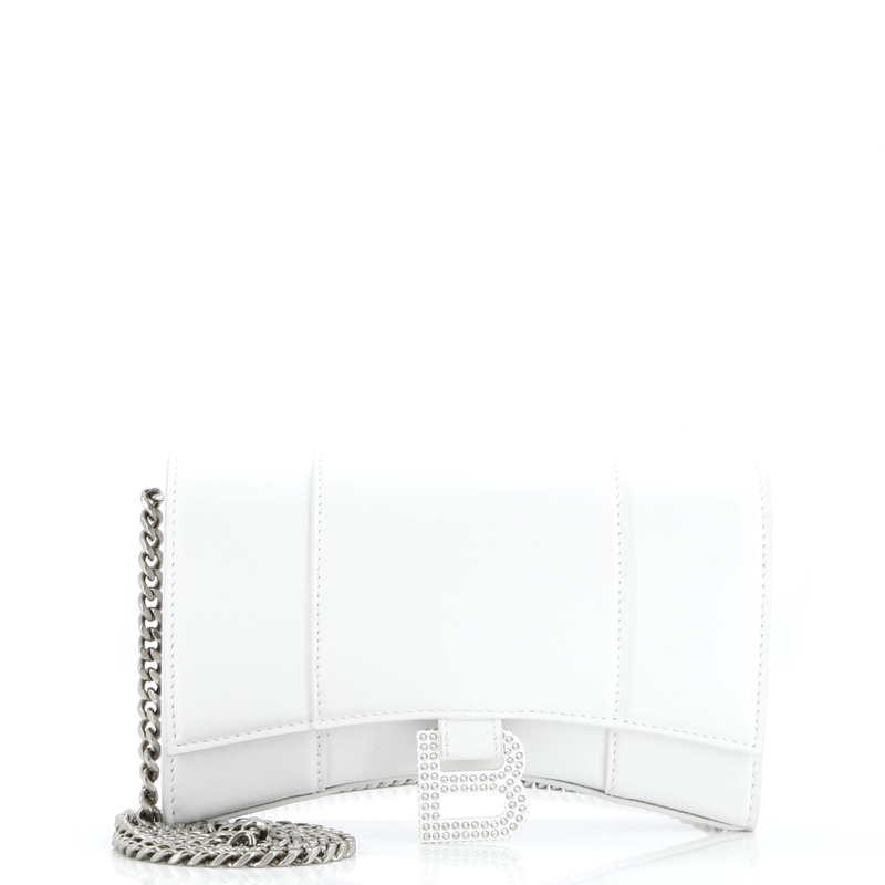 Hourglass Chain Wallet Leather with Crystal Detail