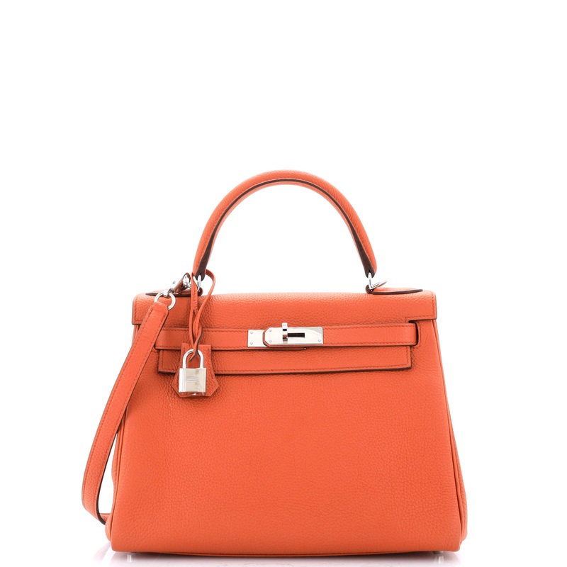Kelly Handbag Terre Battue Togo with Palladium Hardware 28