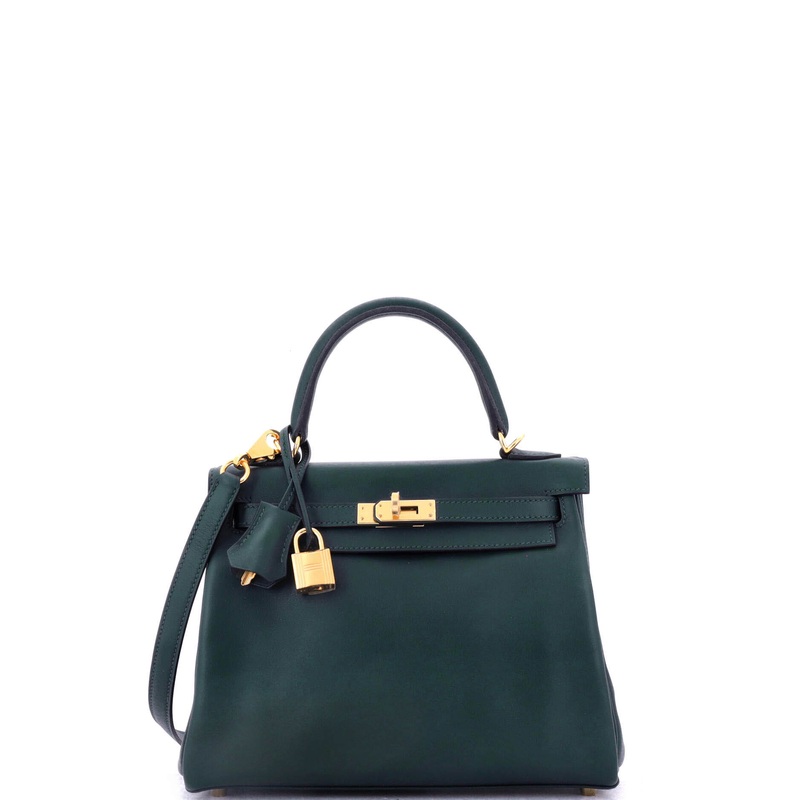Kelly Handbag Vert Cypress Swift with Gold Hardware 25