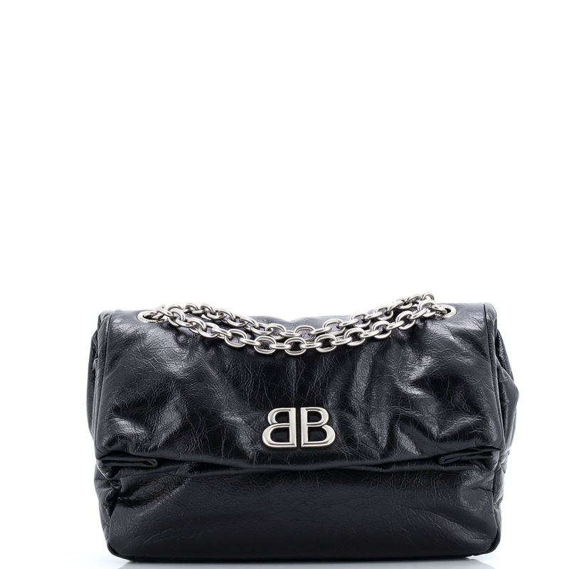 Monaco Chain Flap Shoulder Bag Leather Small