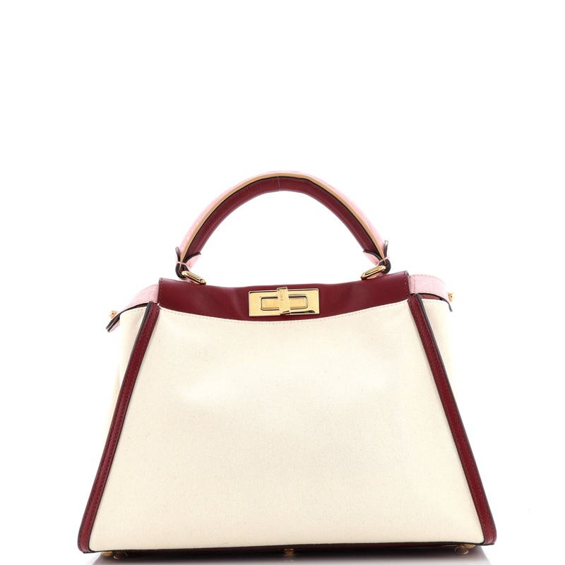 Peekaboo Bag Canvas with Crocodile Embossed Leather Regular