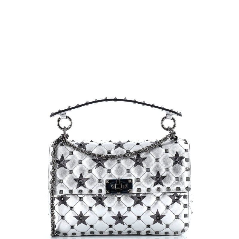 Rockstud Spike Flap Bag Quilted Printed Leather Medium
