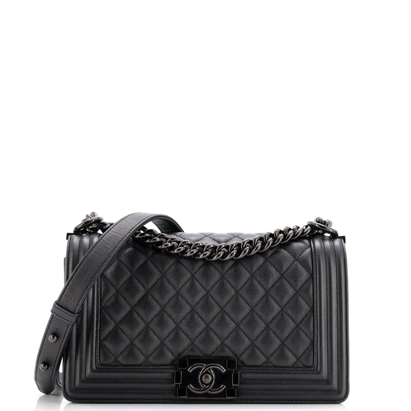 So Black Boy Flap Bag Quilted Caviar Old Medium