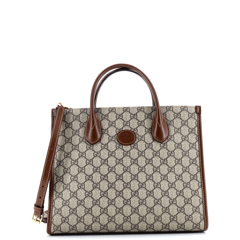 Structured Top Handle Open Tote GG Coated Canvas Small